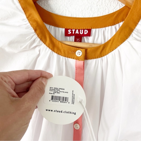 Staud Demi Colorblock-Trimmed Mini Dress - Picture 3 of 9